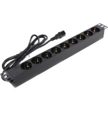 Exegate EX280852RUS Блок розеток ExeGate ServerPro PDU-19H906 Al-9S-C14-2.5, 19",1U,алюм, 9Schuko, кабель с C14 2.5м