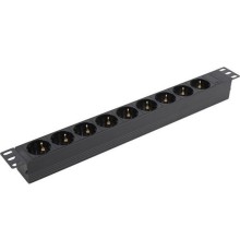 Exegate EX280853RUS Блок розеток ExeGate ServerPro PDU-19H907 Al-9S-C20, 19",1U,алюм, 9Schuko, С20