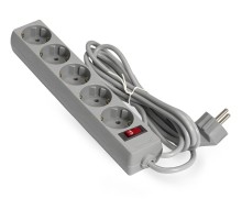 Exegate EX285798RUS Удлинитель ExeGate EC-5-1.8G (5 евророзетки с заземлением, 1.8м, защита от перегрузки, выключатель с подсветкой, серый)