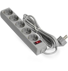 Exegate EX285798RUS Удлинитель ExeGate EC-5-1.8G (5 евророзетки с заземлением, 1.8м, защита от перегрузки, выключатель с подсветкой, серый)