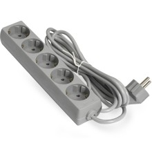 Exegate EX285826RUS Удлинитель ExeGate ECE-5-5G (5 евророзетки с заземлением, 5м, серый)