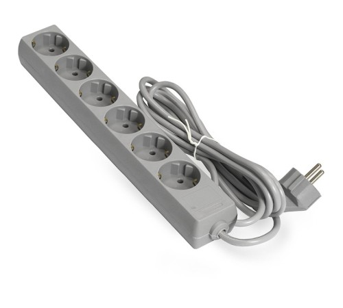 Exegate EX285832RUS Удлинитель ExeGate ECE-6-3G (6 евророзетки с заземлением, 3м, серый)