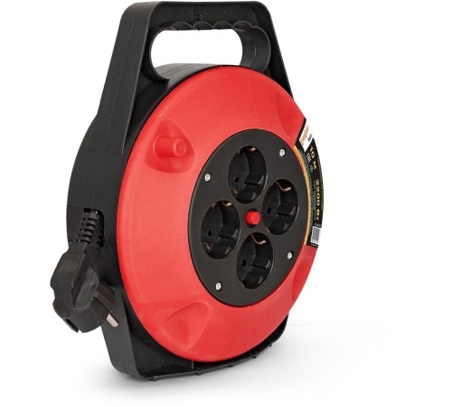 Exegate EX286336RUS Удлинитель на катушке ExeGate Master ECS-1-1B (4 евророзетки с заземлением, 10м, защита от детей, защита от перегрузки, 3х1,0мм2, 10А/2.2кВт)