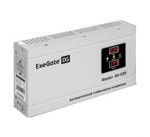 Exegate EX291736RUS Стабилизатор напряжения ExeGate Master AV-500 (500ВА, 140-260В, цифр. индикация вход/вых. напряжения, 220В±8%, КПД 98%, 5 уровней защиты, задержка, метал.корпус, евророзетка, RTL)
