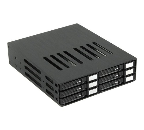 Procase L2-106-SATA3-BK {Корзина L2-106SATA3 6 SATA3/SAS, черный, с замком, hotswap mobie rack module for 2,5" slim HDD(1x5,25) 2xFAN 40x15mm}