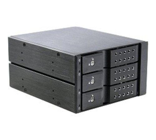 Procase T3-203-SATA3-BK {Hot-swap корзина 3 SATA3/SAS 6Gb (черный) hotswap trayless aluminium mobie rack module (2x5,25) 1xFAN 80x15mm}