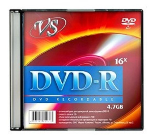 Диски VS DVD-R 4.7Gb, 16x, Slim Case 5шт. Диски VS DVD-R 4.7Gb, 16x, Slim Case 5шт.