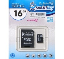 Micro SecureDigital 16Gb Smart buy SB16GBSDCL10-01 {Micro SDHC Class 10, SD adapter}