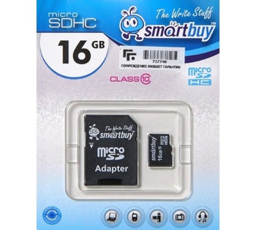Micro SecureDigital 16Gb Smart buy SB16GBSDCL10-01 {Micro SDHC Class 10, SD adapter} Micro SecureDigital 16Gb Smart buy SB16GBSDCL10-01 {Micro SDHC Class 10, SD adapter}