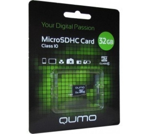 Micro SecureDigital 32Gb QUMO QM32GMICSDHC10U1NA {MicroSDHC Class 10 UHS-I}