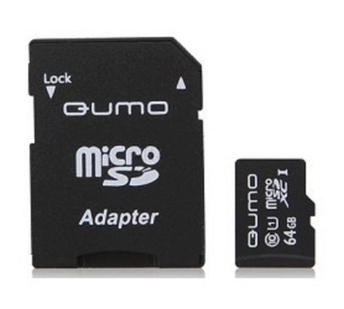 Micro SecureDigital 64Gb QUMO QM64GMICSDXC10U1 {MicroSDXC Class 10 UHS-I, SD adapter} Micro SecureDigital 64Gb QUMO QM64GMICSDXC10U1 {MicroSDXC Class 10 UHS-I, SD adapter}