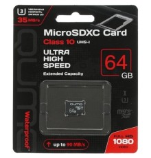 Micro SecureDigital 64Gb QUMO QM64GMICSDXC10U3NA {MicroSDXC Class 10 UHS-I}