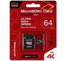Micro SecureDigital 64Gb QUMO QM64GMICSDXC10U3 {MicroSDXC Class 10 UHS-I, SD adapter}