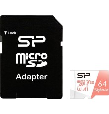 Micro SecureDigital 64GB Silicon Power Superior A1 microSDXC Class 10 UHS-I U3 100/80 Mb/s (SD адаптер)
