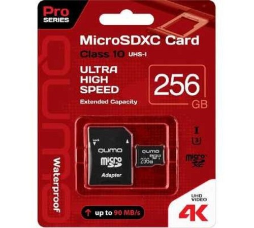 Micro SecureDigital 256Gb QUMO QM256GMICSDXC10U3 {MicroSDXC Class 10 UHS-I, SD adapter} Micro SecureDigital 256Gb QUMO QM256GMICSDXC10U3 {MicroSDXC Class 10 UHS-I, SD adapter}