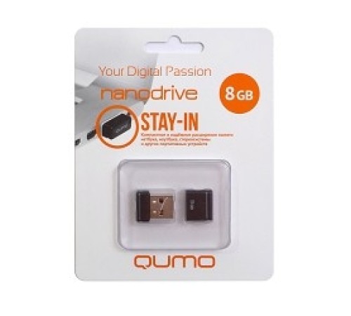 USB 2.0 QUMO 8GB NANO [QM8GUD-NANO-B] Black