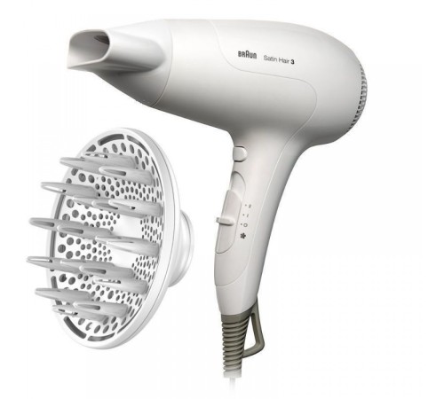 BRAUN HD385 Фен, 2000Вт, белый BRAUN HD385 Фен, 2000Вт, белый