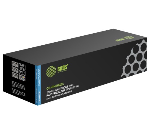 Картридж лазерный Cactus CS-PH6022C 106R02760 голубой (1000стр.) для Xerox Phaser 6020/6022/WC6025/6027