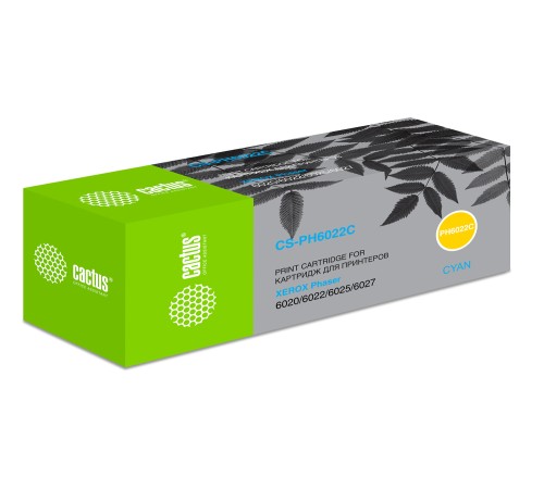 Картридж лазерный Cactus CS-PH6022C 106R02760 голубой (1000стр.) для Xerox Phaser 6020/6022/WC6025/6027