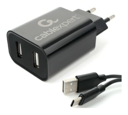 Cablexpert Адаптер питания USB 2 порта, 2.4A, черный + кабель 1м Type-C (MP3A-PC-37) Cablexpert Адаптер питания USB 2 порта, 2.4A, черный + кабель 1м Type-C (MP3A-PC-37)