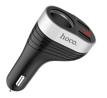 HOCO HC-92186 Z29/ Авто ЗУ + розетка 12V + LED дисплей/ 2 USB/ Выход USB: 15.5W/ Black