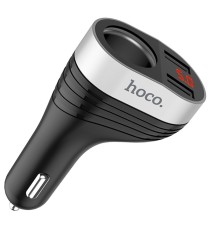 HOCO HC-92186 Z29/ Авто ЗУ + розетка 12V + LED дисплей/ 2 USB/ Выход USB: 15.5W/ Black