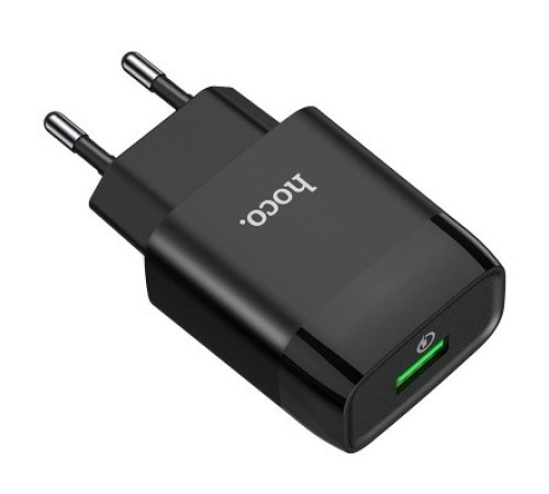 HOCO HC-32507 C72Q/ Сетевое ЗУ/ QC 3.0/ 1 USB/ Выход: 5V_9V_12V, 18W/ Black