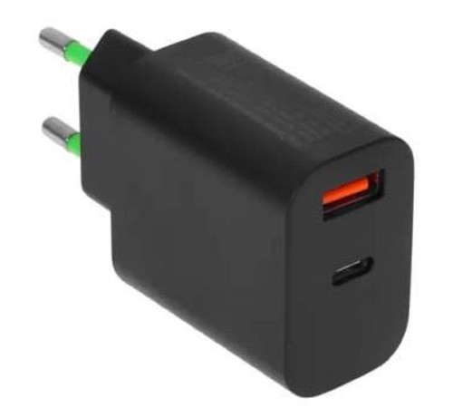 ORIENT PU-C20W, Сетевое зарядное устройство с функцией быстрой зарядки, мощность 20Вт, Quick Charge 3.0+Power Delivery, выходы: USB-A + Type-C, DC 5/9/12/15/20В, цвет черный (31126)