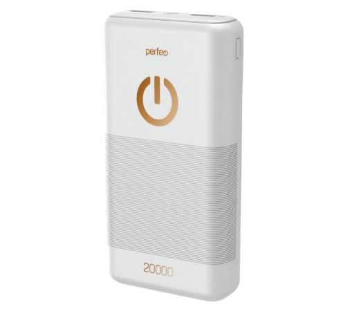 Perfeo Powerbank 20000 mah + Micro usb /In Micro usb /Out USB 1 А, 2.1A/ White (PF_B4299)