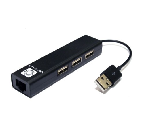 5bites UA2-45-06BK Кабель-адаптер  USB2.0 / 3*USB2.0 / RJ45 100MB / BLACK