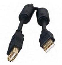 5bites UC5011-018A Проф. Кабель  USB2.0, AM/AF, зол.разъемы, ферр.кольца, 1.8м., черный