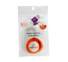 Gembird Кабель USB 2.0 Cablexpert CC-ApUSBp1m, AM/Lightning 8P, 1м, силиконовый шнур, разъемы фиолетовый металлик, пакет
