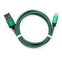 Gembird Кабель USB 2.0 Cablexpert CC-ApUSB2gn1m, AM/Lightning 8P, 1м, нейлоновая оплетка, алюминиевые разъемы, зеленый, пакет