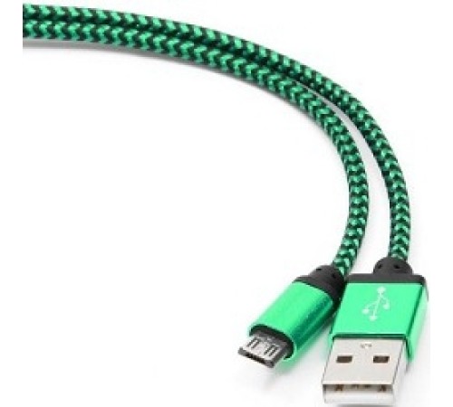 Gembird Кабель USB 2.0 Cablexpert CC-mUSB2gn1m, AM/microBM 5P, 1м, нейлоновая оплетка, алюминиевые разъемы, зеленый, пакет Gembird Кабель USB 2.0 Cablexpert CC-mUSB2gn1m, AM/microBM 5P, 1м, нейлоновая оплетка, алюминиевые разъемы, зеленый, пакет