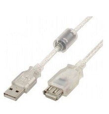 Cablexpert Кабель удлинитель USB2.0 Pro, AM/AF, 0,75м, экран, 2 феррит.кольца, прозрачный (CCF-USB2-AMAF-TR-0.75M)