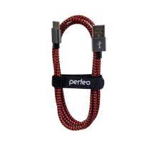 PERFEO Кабель USB2.0 A вилка - USB Type-C вилка, черно-красный, длина 1 м. (U4901)