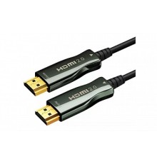 Wize AOC-HM-HM-20M Кабель HDMI, оптический, 20 м, 4K/60HZ,  v.2.0, ARC, 19M/19M, черный,  коробка