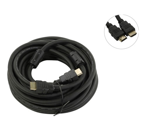 Exegate EX287726RUS Кабель HDMI ExeGate EX-CC-HDMI2-10.0F (19M/19M, v2.0, 10м, 4K UHD, Ethernet, ферритовые кольца, позолоченные контакты)