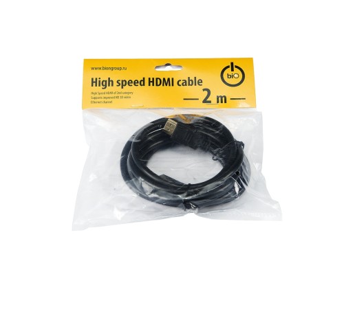 Bion Кабель HDMI v2.0, 19M/19M, 3D, 4K UHD, 2м, черный [BXP-HDMI2MM-020]