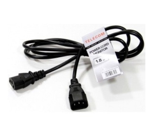 Telecom  TE001-CU0.75-1.8M Кабель UPS - устройство 220V (IEC-320-C13/C14) <VDE>3G0,75mm2, 1,8m,медь,Telecom <TE001-CU0.75-1.8M>
