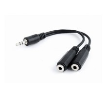 Кабель разветвитель аудио сигнала Cablexpert, джек3.5 папа->2х джек3.5 мама 10см, черный (CCA-415-0.1M)