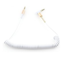 Кабель аудио (угловой) спиральный Cablexpert CCAB-02-35MMLC-1.8MW. 3.5 джек (M)/3.5 джек (M), белый, 1.8м, блистер