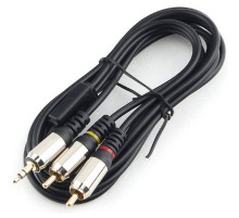 Кабель аудио Cablexpert CCAB-02-35M2RM-1.5MB. 3.5 джек(M)/2х RCA (M), черный, 1.5м, блистер