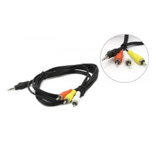 Кабель аудио/видео Cablexpert, джек3.5 4pin папа->3х RCA папа, 2м, черный (CCA-4P2R-2M)