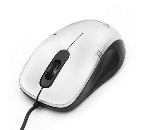 Мышь Gembird MOP-100-S, USB, серебристый, 2 кнопки+колесо кнопка, 1000 DPI, кабель 1.45м
