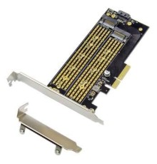 ORIENT C301E, Переходник PCI-Ex4->NGFF (M.2) M-key PCI-E SSD + SATA->NGFF (M.2) B-key SSD, тип 2230/2242/2260/2280/22110, SATA кабель и 2 планки крепления в комплекте (31129)