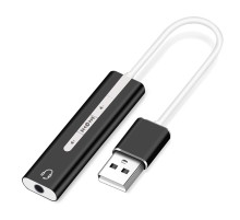 ORIENT AU-04PLB, Адаптер USB to Audio (звуковая карта), jack 3.5 mm (4-pole) для подключения телефонной гарнитуры к порту USB, кнопки: громкость +/-, играть/пауза/вперед/назад; Windows/Linux/MAC OS