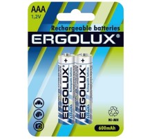 Ergolux AAA-600mAh Ni-Mh BL-2 (NHAAA600BL2, аккумулятор,1.2В)  (2 шт. в уп-ке)