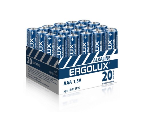 Ergolux.. LR03 Alkaline BP20 ( LR03 BP20, батарейка,1.5В)(20 шт. в уп-ке)