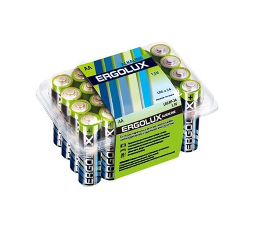 NEW Ergolux  LR6 Alkaline BP-24 (LR6 BP-24, батарейка,1.5В) (24 шт. в уп-ке)